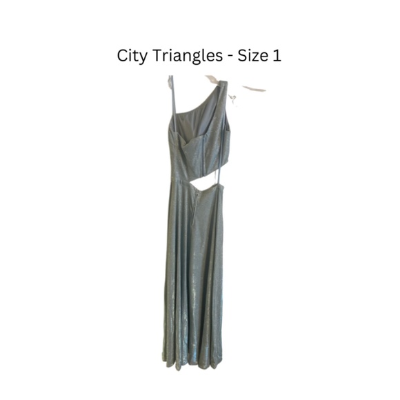 City Triangles Iridescent One Shoulder Gown w Cutout - Picture 3 of 10